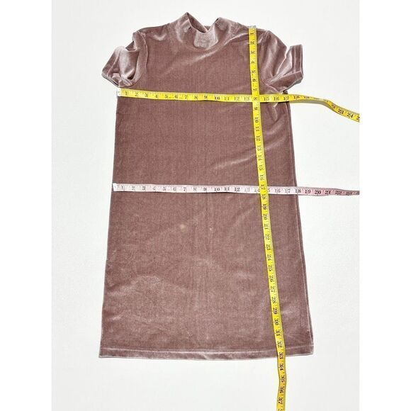 Madewell Mock Turtleneck‎ Short Sleeve Velvet Mini Dress Rose Pink XXS - Picture 5 of 11